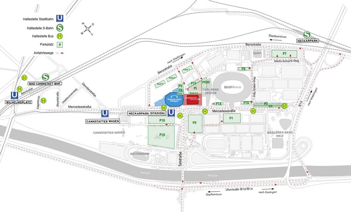 Graphik der Anfahrtsmöglichkeiten zum Hallenduo
