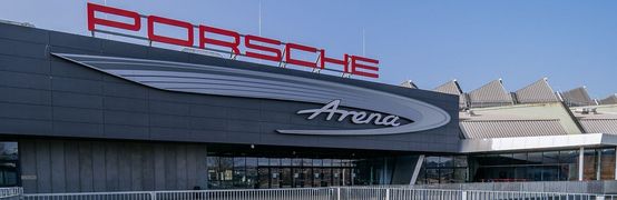 Außenansicht der Porsche-Arena 