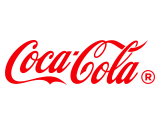 Logo von Coca-Cola mit roter Schrift und weißem Hintergrund